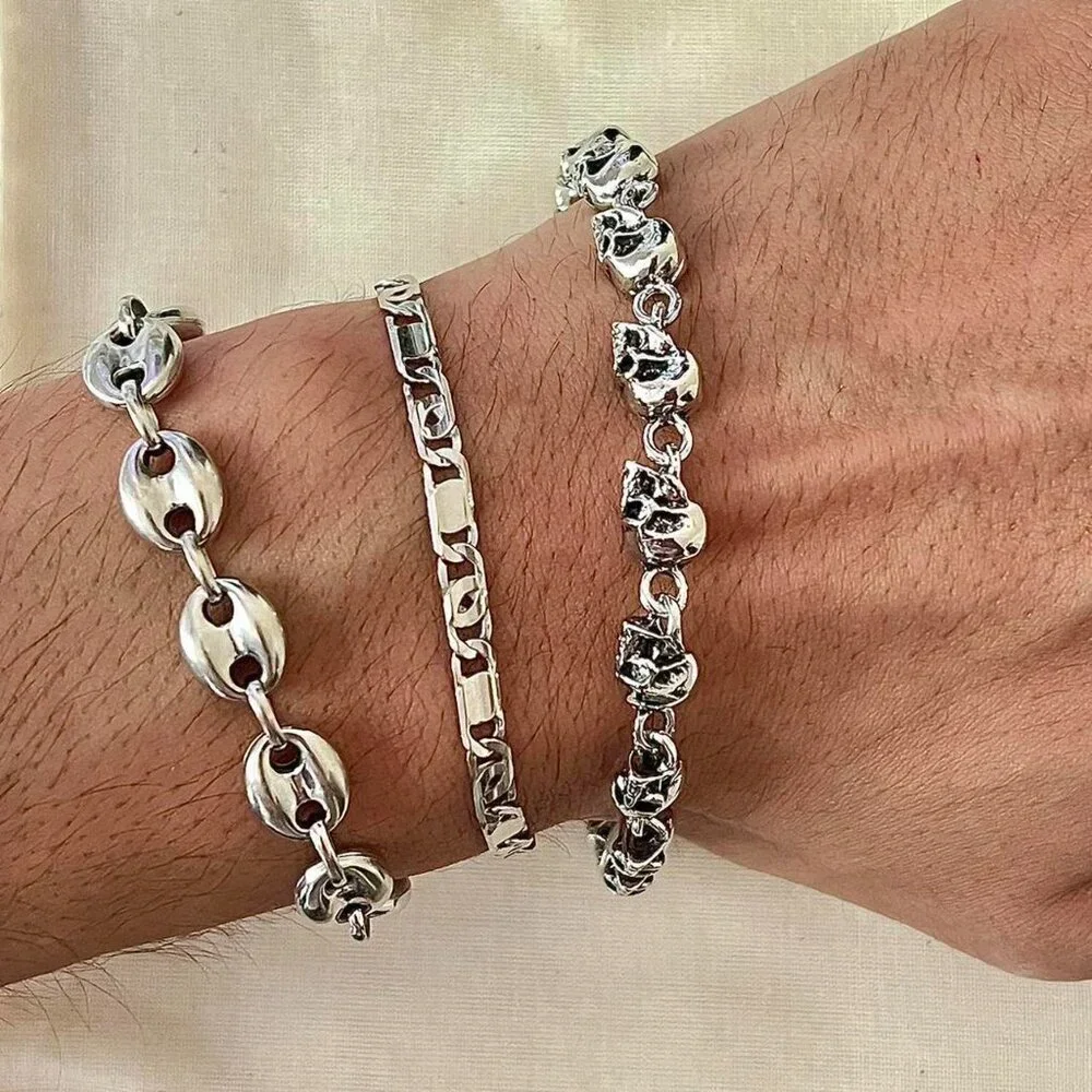 y2k 2000s skull pile grunge heavy metal punk bracelet